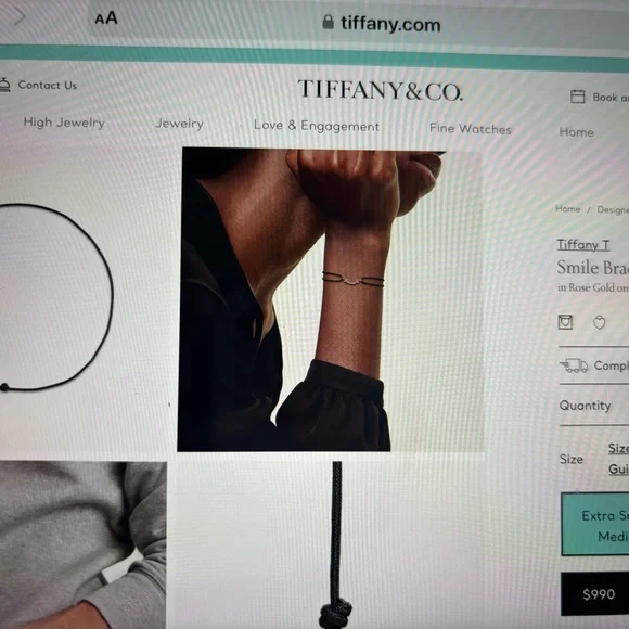 Authentic Tiffany & Co. Smile cord bracelet in rose gold and diamonds - Picture 15 of 16